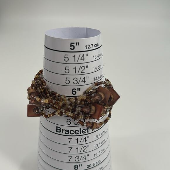 Brown whimsygoth beaded stretchy bracelet - Picture 2 of 4